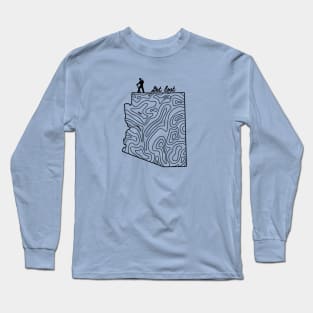 Get Lost Hiking Topographic Art Hike Arizona State Map Long Sleeve T-Shirt